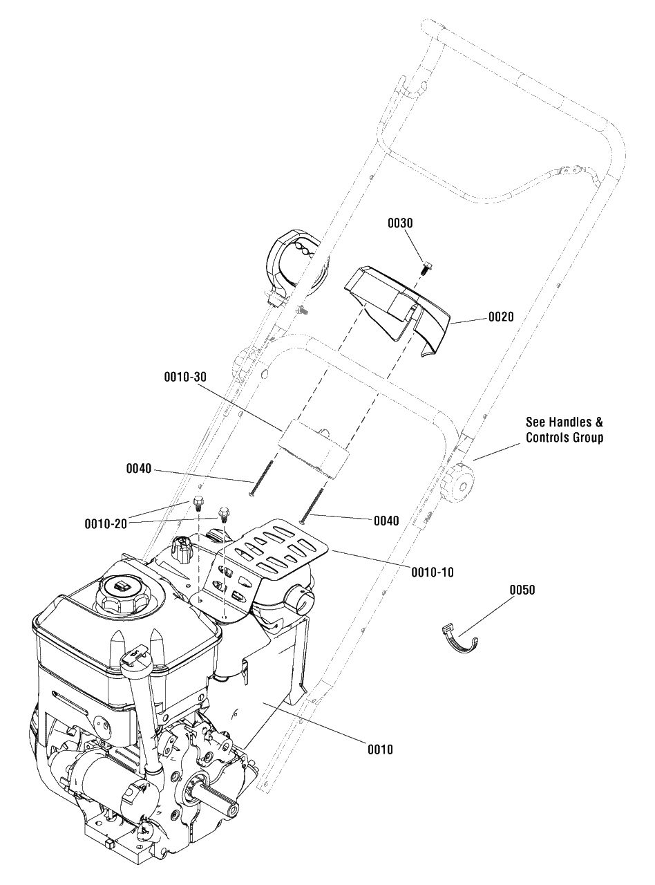 Engine Group Diagram and Parts List for 922S (1696162-00)(2012) Briggs and Stratton Snow Blower